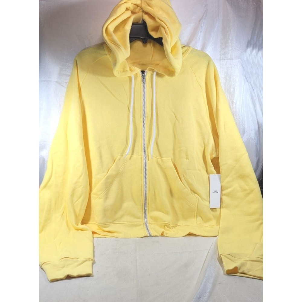 Urban Outfitters Women's Full Zip Hoodie Sweatshirt - Yellow - Large